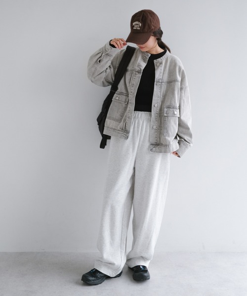 【新色追加】オーバーサイズノーカラーデニムツイルジャケット(デニムジャケット)|andme(アンドミー)