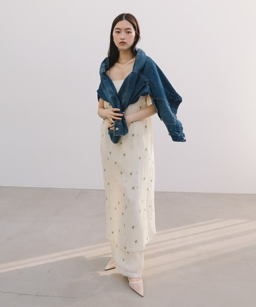 【新色追加】オーバーサイズノーカラーデニムツイルジャケット(デニムジャケット)|andme(アンドミー)