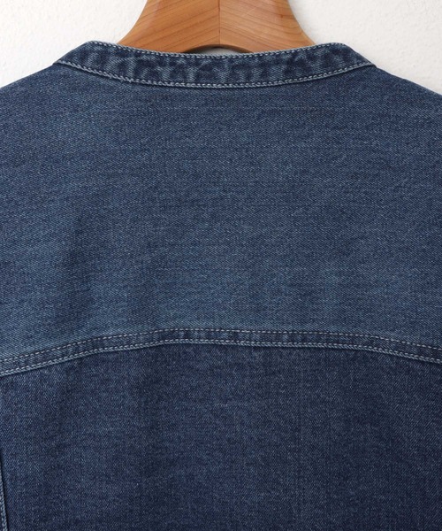 【新色追加】オーバーサイズノーカラーデニムツイルジャケット(デニムジャケット)|andme(アンドミー)