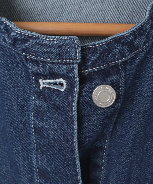 【新色追加】オーバーサイズノーカラーデニムツイルジャケット(デニムジャケット)|andme(アンドミー)