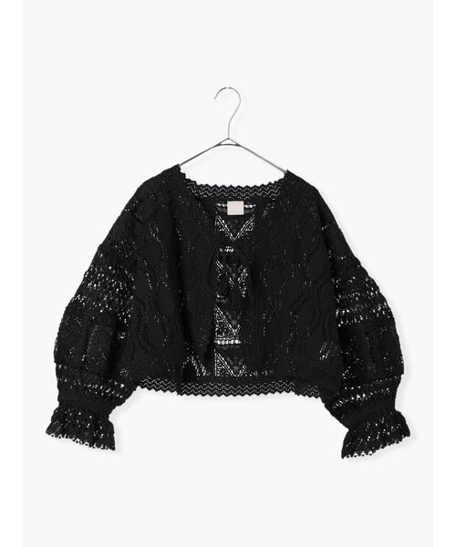 TSUHARU by Samansa Mos2（ツハルバイサマンサモスモス）の「羽織りレースブラウス（シャツ/ブラウス・レディース・ブラック/オフホワイト・F）」の3枚目の写真
