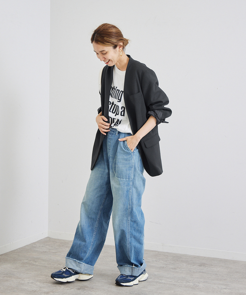 FRAMeWORK(フレームワーク)の「TWフォルムクロス ノーカラージャケットコート(ノーカラージャケット・レディース・ブラック/チャコールグレー・38/36)」の5枚目の写真