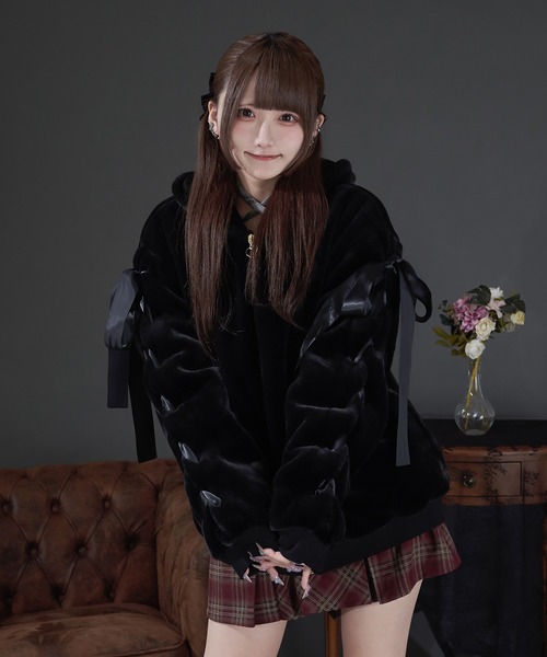 Pal elfy パルエルフィー うさ耳ファーコート黒 うさ耳ファーコート/地雷系 量産型（その他アウター）｜Pal elfy