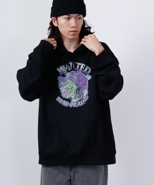MODISH GAZE（モディシュガゼ）の「MODISH GAZE ビンテージ加工プリント ルーズパーカー（パーカー・レディース・ブラック/ホワイト・M/L/S）」の17枚目の写真