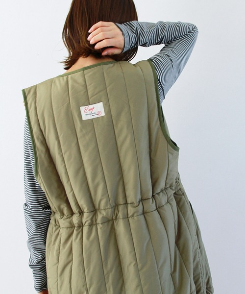 Crisp（クリスプ）の「ミリタリーキルティングベスト（ベスト・レディース・オリーブ/ベージュ・FREE）」の11枚目の写真