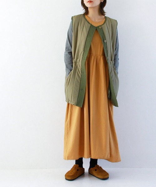 Crisp（クリスプ）の「ミリタリーキルティングベスト（ベスト・レディース・オリーブ/ベージュ・FREE）」の6枚目の写真