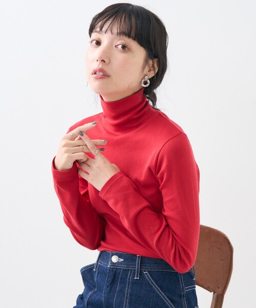 セール】フライス カット タートルネック トップス（Tシャツ