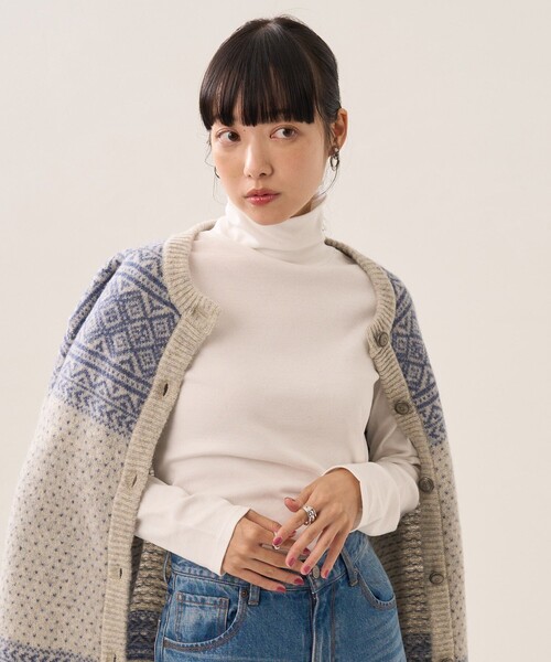 セール】フライス カット タートルネック トップス（Tシャツ