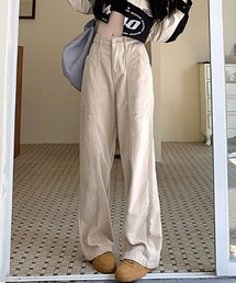 YUGA_YGMC コーデュロイ ハイウエスト ワイドストレートパンツ