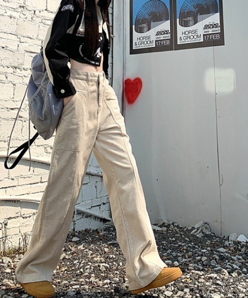 FREE STYLISTS(フリー スタイリスト)の「YUGA_YGMC コーデュロイ ハイウエスト ワイドストレートパンツ(その他パンツ・レディース・ブラック/モカ/オフホワイト・L/M/S/XL)」の9枚目の写真