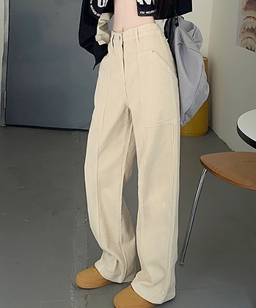 FREE STYLISTS(フリー スタイリスト)の「YUGA_YGMC コーデュロイ ハイウエスト ワイドストレートパンツ(その他パンツ・レディース・ブラック/モカ/オフホワイト・L/M/S/XL)」の10枚目の写真