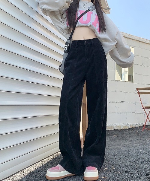 FREE STYLISTS(フリー スタイリスト)の「YUGA_YGMC コーデュロイ ハイウエスト ワイドストレートパンツ(その他パンツ・レディース・ブラック/モカ/オフホワイト・L/M/S/XL)」の12枚目の写真