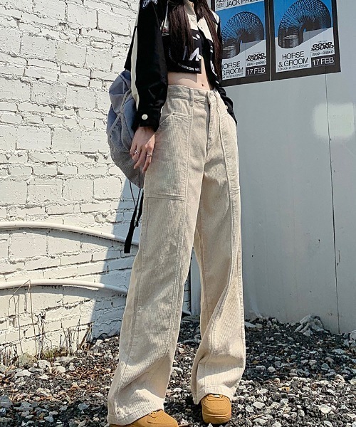 FREE STYLISTS(フリー スタイリスト)の「YUGA_YGMC コーデュロイ ハイウエスト ワイドストレートパンツ(その他パンツ・レディース・ブラック/モカ/オフホワイト・L/M/S/XL)」の8枚目の写真