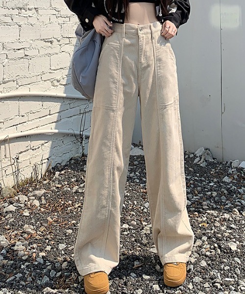 FREE STYLISTS(フリー スタイリスト)の「YUGA_YGMC コーデュロイ ハイウエスト ワイドストレートパンツ(その他パンツ・レディース・ブラック/モカ/オフホワイト・L/M/S/XL)」の6枚目の写真