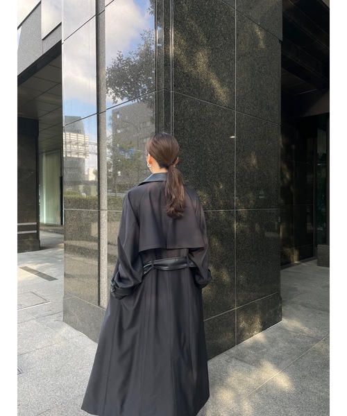 LEANN MOMENT（リーンモーメント）の「Faux leather trench coat（トレンチコート・レディース・ブラック・MEDIUM/LARGE）」の10枚目の写真