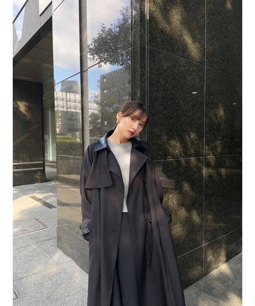 LEANN MOMENT（リーンモーメント）の「Faux leather trench coat
