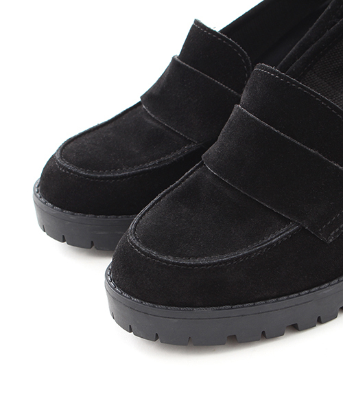 STILMODA（スティルモーダ）の「【Stilmoda】 ヒールスエードローファー（パンプス・レディース・グレー/ブラック・37/36/38）」の3枚目の写真