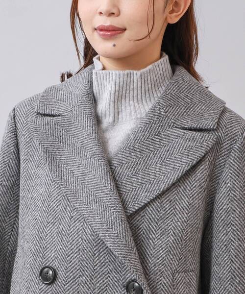 アンタイトル バルキーヘリンボン ショートピーコート ヘリンボーン柄 グレー 2 UNTITLED（アンタイトル）の「◇【日本製／セットアップ可能】バルキー