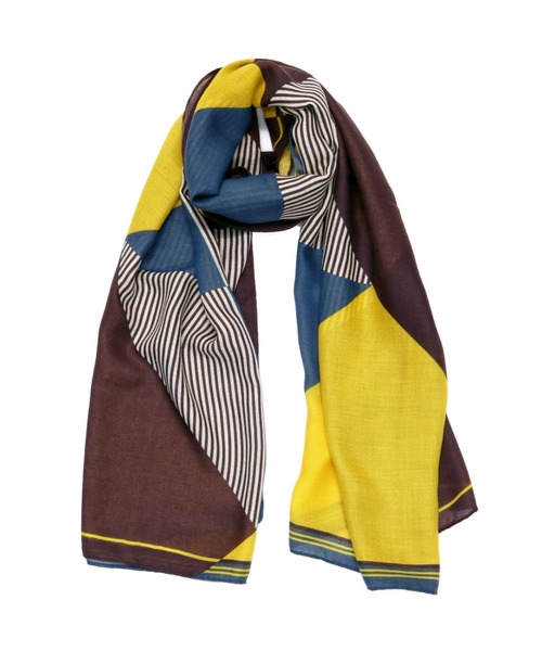 TOKYO SHIRTS（トウキョウシャツ）の「幾何柄　ストール（ストール/ショール・レディース・ベージュ/イエロー・FREE）」の6枚目の写真