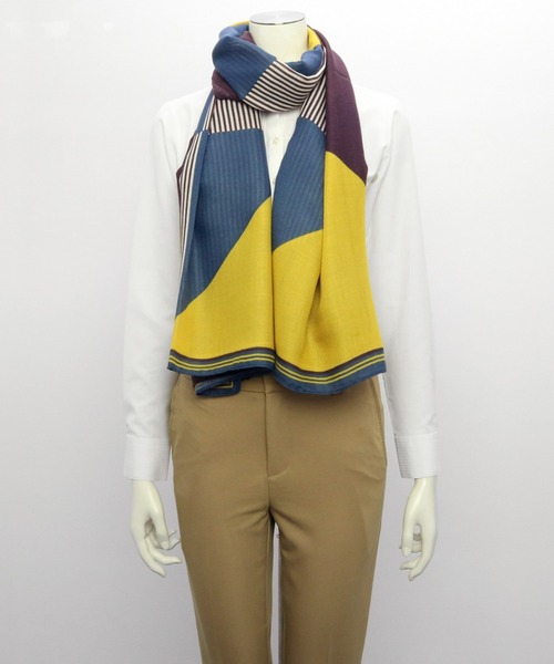 TOKYO SHIRTS（トウキョウシャツ）の「幾何柄　ストール（ストール/ショール・レディース・ベージュ/イエロー・FREE）」の8枚目の写真