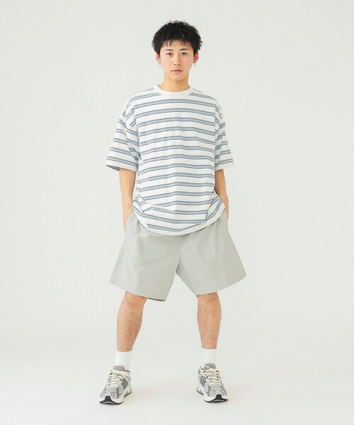 BEAMS（ビームス）の「BEAMS / ルーズボーダー Tシャツ（Tシャツ/カットソー・メンズ・グレー/サンドベージュ/ホワイト・L/M/S/XL）」の9枚目の写真