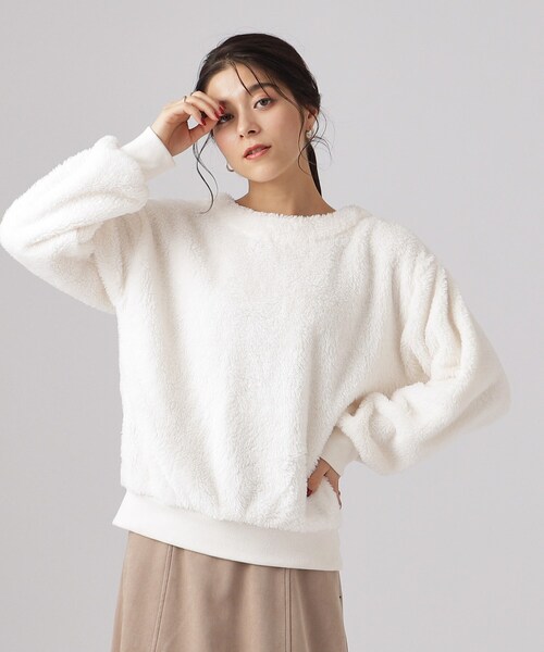 DRESKIP（ドレスキップ）の「◆ふわふわもこもこリブ切替ボアトップス（Tシャツ/カットソー・レディース・オフホワイト/ブルー/ベージュ/ピンク系・02/03/04）」の19枚目の写真