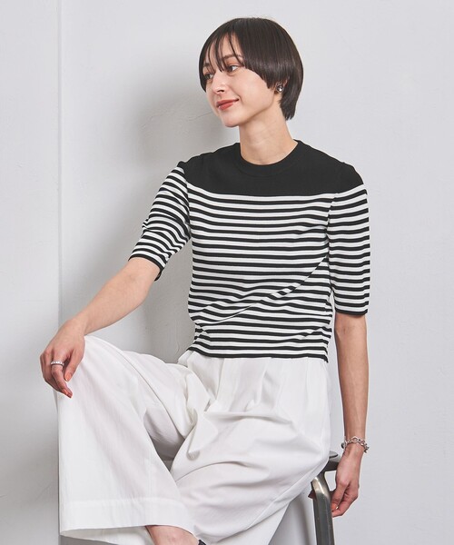 UNITED ARROWS（ユナイテッドアローズ）の「COMFY コンパクト クルーネック ニット（ニット/セーター・レディース・ブラック/ホワイト/その他7/オリーブ/その他1・FREE）」の4枚目の写真