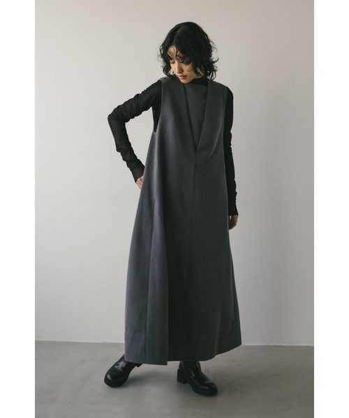 ánuans オパールレイヤードフレアワンピース　ブルー　サックス ノーリーズ NOLLEY'S ポロ襟フレアワンピース （ライトブルー