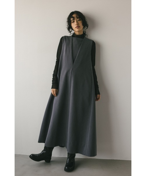 STYLEMIXER(スタイルミキサー)の「レイヤーネックフレアワンピース(ワンピース・レディース・ブラック/グレー・MEDIUM/SMALL)」の13枚目の写真