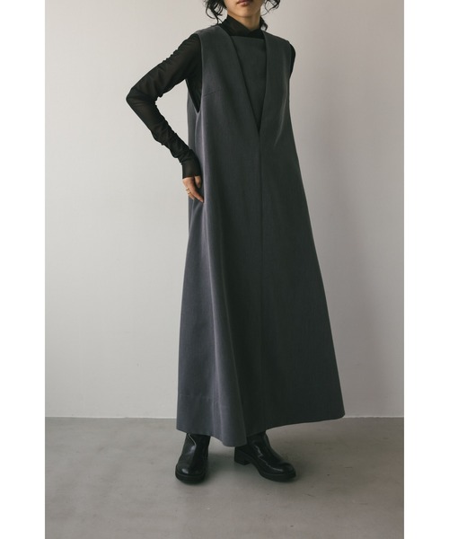 STYLEMIXER(スタイルミキサー)の「レイヤーネックフレアワンピース(ワンピース・レディース・ブラック/グレー・MEDIUM/SMALL)」の14枚目の写真