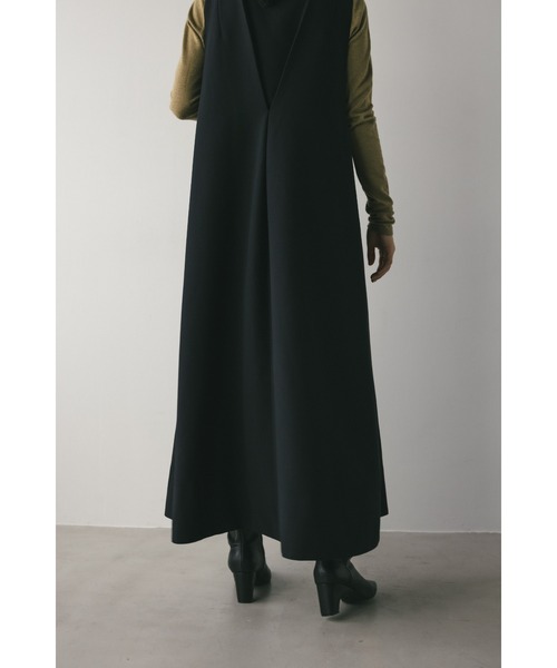 STYLEMIXER(スタイルミキサー)の「レイヤーネックフレアワンピース(ワンピース・レディース・ブラック/グレー・MEDIUM/SMALL)」の10枚目の写真