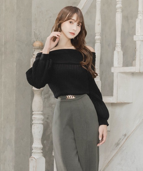 Julia Boutique（ジュリアブティック）の「チェーンデザインハイウエストストレートパンツ/23590（その他パンツ・レディース・グレー/ブラック・ONE）」の21枚目の写真