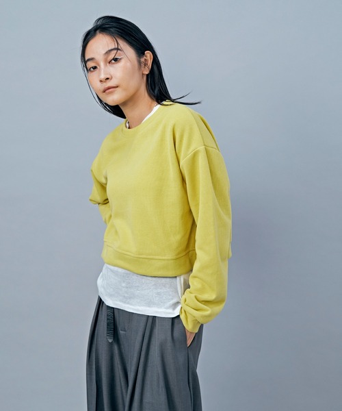 LIENCOEUR（リアンクール）の「ショートフライストップス（Tシャツ/カットソー・レディース・ライトイエロー/グレー/ライトグリーン/アイボリー/ライトブルー・FREE）」の7枚目の写真