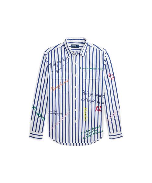 完売品　XL ポロラルフローレン　ストライプ　ポプリン　プリント　ワークシャツ ポロラルフローレン ストライプド ポプリン ワークシャツ