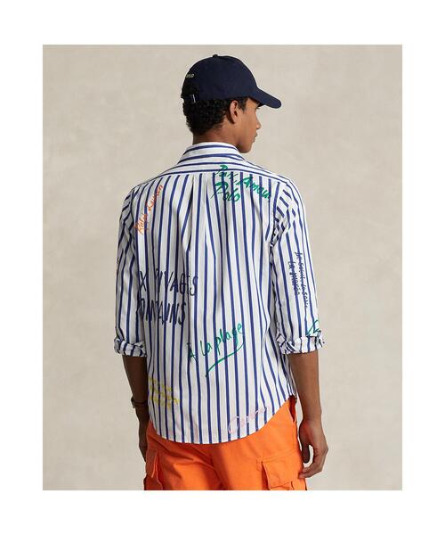 完売品　XL ポロラルフローレン　ストライプ　ポプリン　プリント　ワークシャツ ポロラルフローレン ストライプド ポプリン ワークシャツ