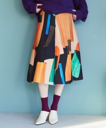 manana suerte | マルチカラープリントフレアスカート(スカート)