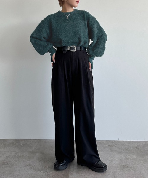 apres jour mignon(アプレジュールミニョン)の「シャギーニットプルオーバー【ZOZOTOWN限定アイテム】(ニット/セーター・レディース・グリーン/パープル/ブラック・X-LARGE/フリー)」の15枚目の写真
