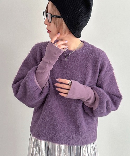 apres jour mignon(アプレジュールミニョン)の「シャギーニットプルオーバー【ZOZOTOWN限定アイテム】(ニット/セーター・レディース・グリーン/パープル/ブラック・X-LARGE/フリー)」の16枚目の写真