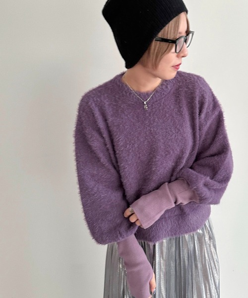 apres jour mignon(アプレジュールミニョン)の「シャギーニットプルオーバー【ZOZOTOWN限定アイテム】(ニット/セーター・レディース・グリーン/パープル/ブラック・X-LARGE/フリー)」の18枚目の写真