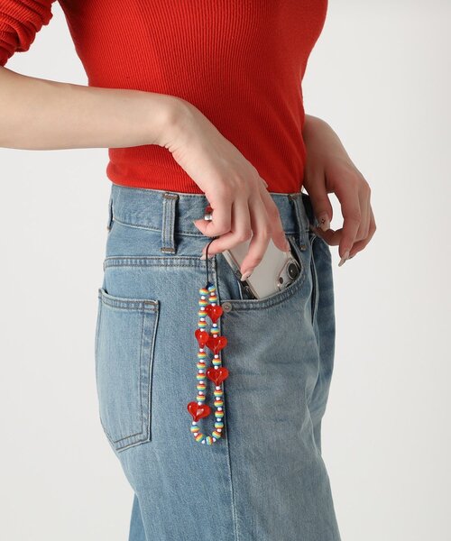 セール】ビーズハートスマホストラップ（スマホグッズ