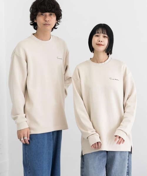 SENSE OF PLACE by URBAN RESEARCH（センスオブプレイスバイアーバンリサーチ）の「『ユニセックス』シシュウダンボールポンチロングTシャツ（Tシャツ/カットソー・メンズ・ライトグレー/ブラック系その他/ブルー/ライトベージュ/ホワイト/チャコールグレー/ブラック/グリーン/ホワイト系その他・MEDIUM/LARGE）」の10枚目の写真