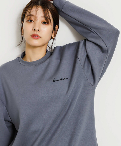 SENSE OF PLACE by URBAN RESEARCH（センスオブプレイスバイアーバンリサーチ）の「『ユニセックス』シシュウダンボールポンチロングTシャツ（Tシャツ/カットソー・メンズ・ライトグレー/ブラック系その他/ブルー/ライトベージュ/ホワイト/チャコールグレー/ブラック/グリーン/ホワイト系その他・MEDIUM/LARGE）」の9枚目の写真