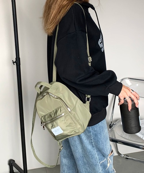 non-hedge(ノンヘッジ)の「ワッペンリュックサック(バックパック/リュック・レディース・グレー/ブラック/カーキ・FREE)」の9枚目の写真