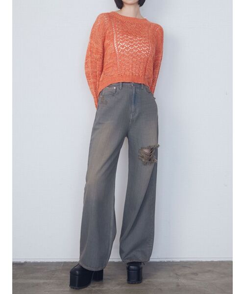 EMODA(エモダ)の「ハートクロシェニット(ニット/セーター・レディース・オレンジ/ホワイト/ライム/ブラック・FREE)」の6枚目の写真