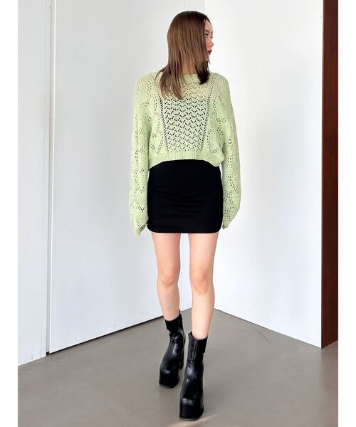 EMODA(エモダ)の「ハートクロシェニット(ニット/セーター・レディース・オレンジ/ホワイト/ライム/ブラック・FREE)」の10枚目の写真