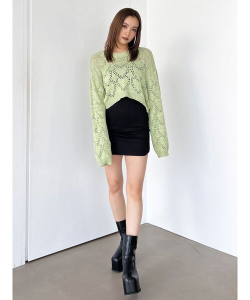 EMODA(エモダ)の「ハートクロシェニット(ニット/セーター・レディース・オレンジ/ホワイト/ライム/ブラック・FREE)」の12枚目の写真