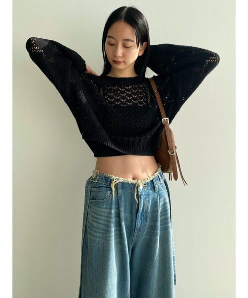 EMODA(エモダ)の「ハートクロシェニット(ニット/セーター・レディース・オレンジ/ホワイト/ライム/ブラック・FREE)」の13枚目の写真