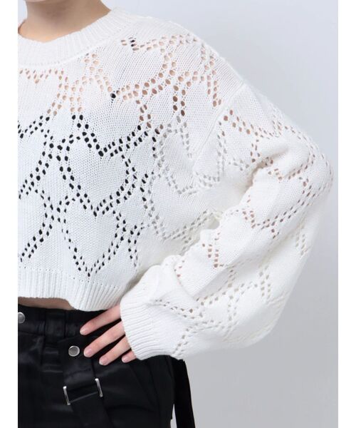 EMODA(エモダ)の「ハートクロシェニット(ニット/セーター・レディース・オレンジ/ホワイト/ライム/ブラック・FREE)」の19枚目の写真