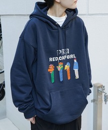 Red Cap Girl | 【PEZ × RED CAP GIRL】コラボ 25SS ビッグシルエット フロントプリントロゴ刺繍 プルオーバーパーカー フーディ ユニセックス(パーカー)