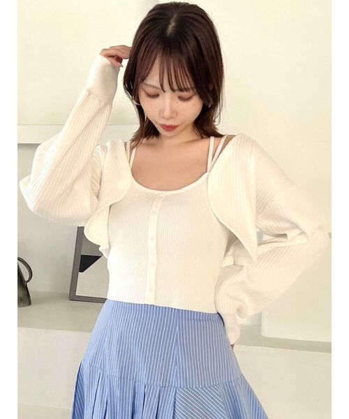 dazzlin（ダズリン）の「フロントボタンビスチェアンサンブル（アンサンブル・レディース・ピンク/ブラック/オフホワイト・FREE）」の7枚目の写真